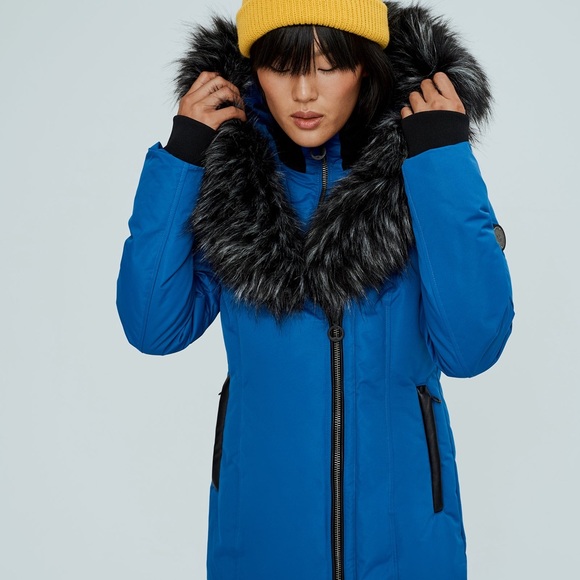 NOIZE Blue & Black Parka Winter Jacket Coat Size XS - Picture 3 of 11